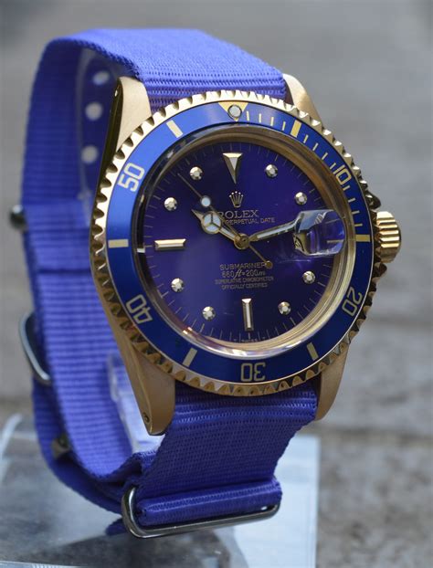 blue rolex submariner on strap|Rolex Submariner on nato strap.